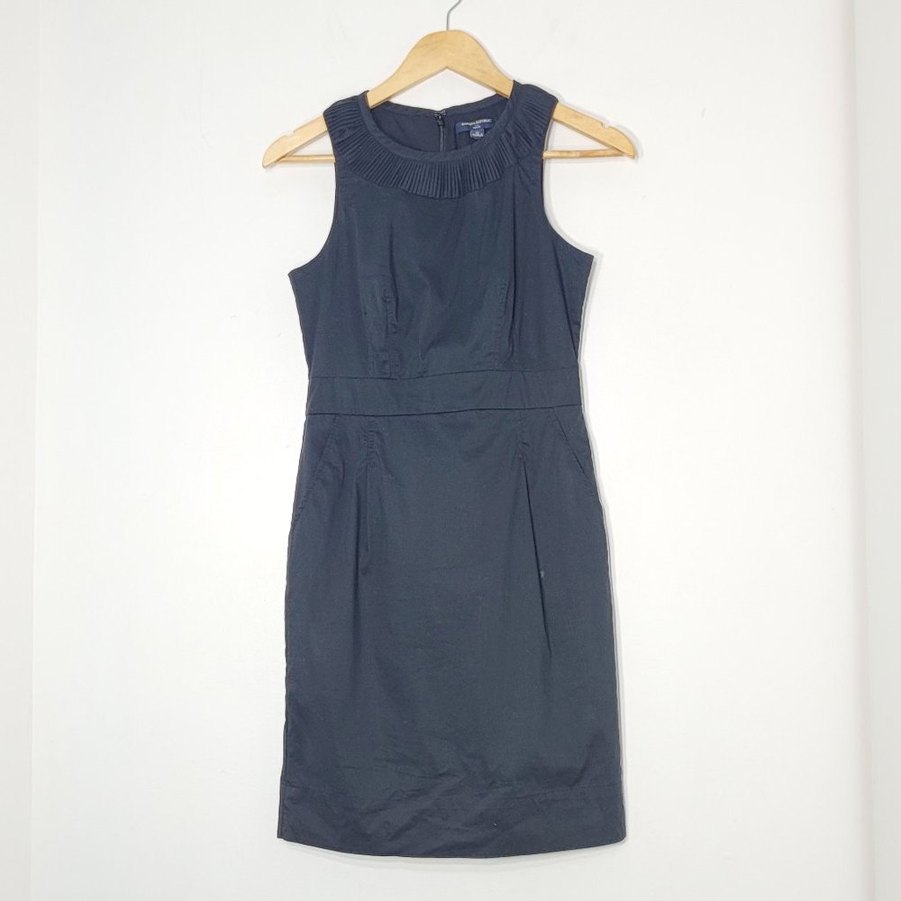 ✅Banana Republic Black Sleeveless Cotton Blend Stretch Knee Length Dress Size 2P